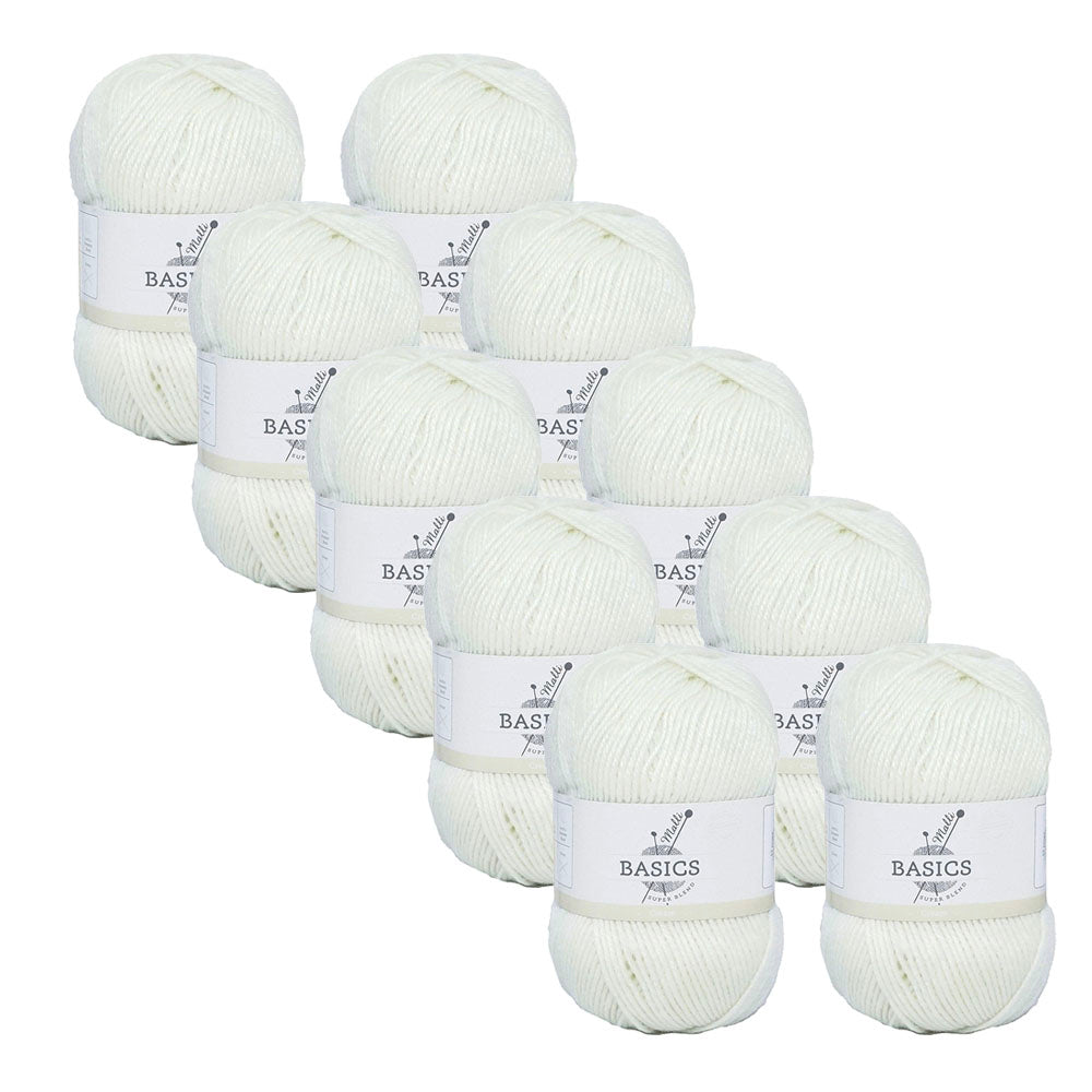 Malli Cream Blend Basic 100g Knitting/Crochet Craft Yarn Acrylic/Poly (10 Pack)