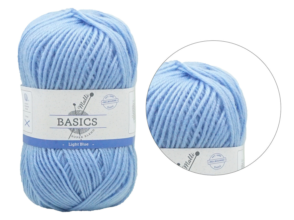 Malli Light Blue Super Blend Basic 100g Knitting/Crochet Yarn Acrylic/Poly — image 2