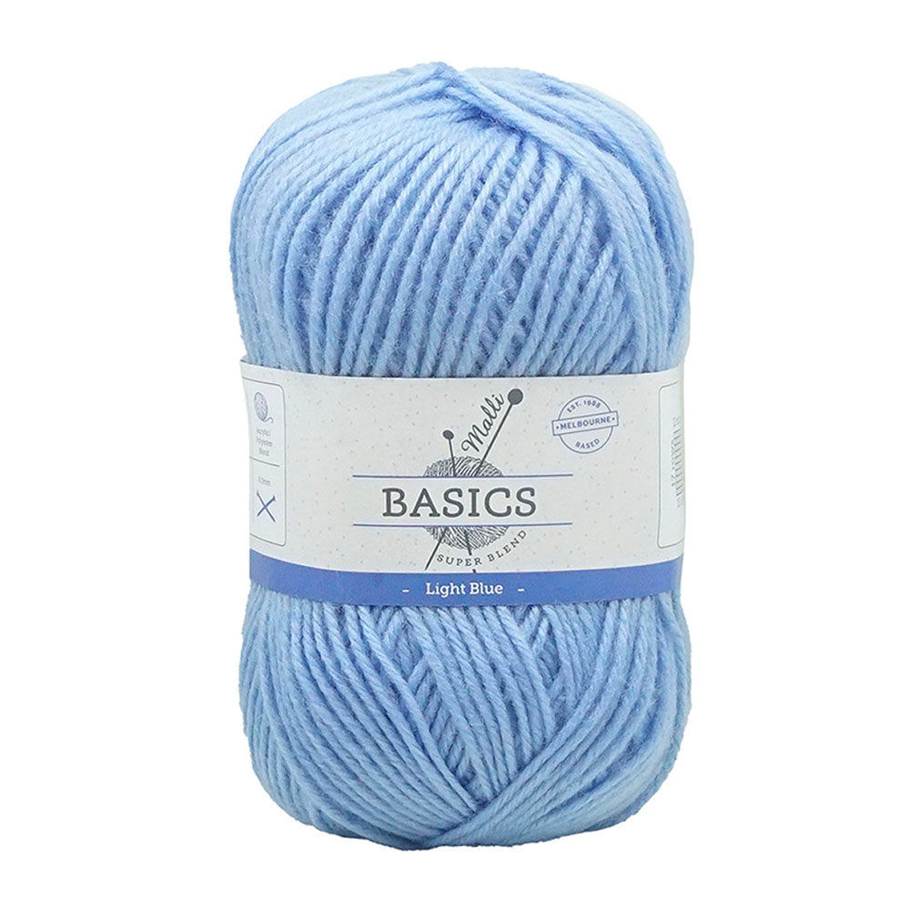 Malli Light Blue Blend Basic 100g Knitting/Crochet Yarn Acrylic/Poly (10 Pack)