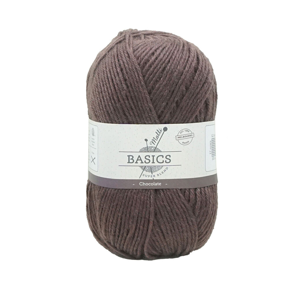 Malli 100g Chocolate Brown Super Blend Basic Knitting Crochet Yarn 8ply