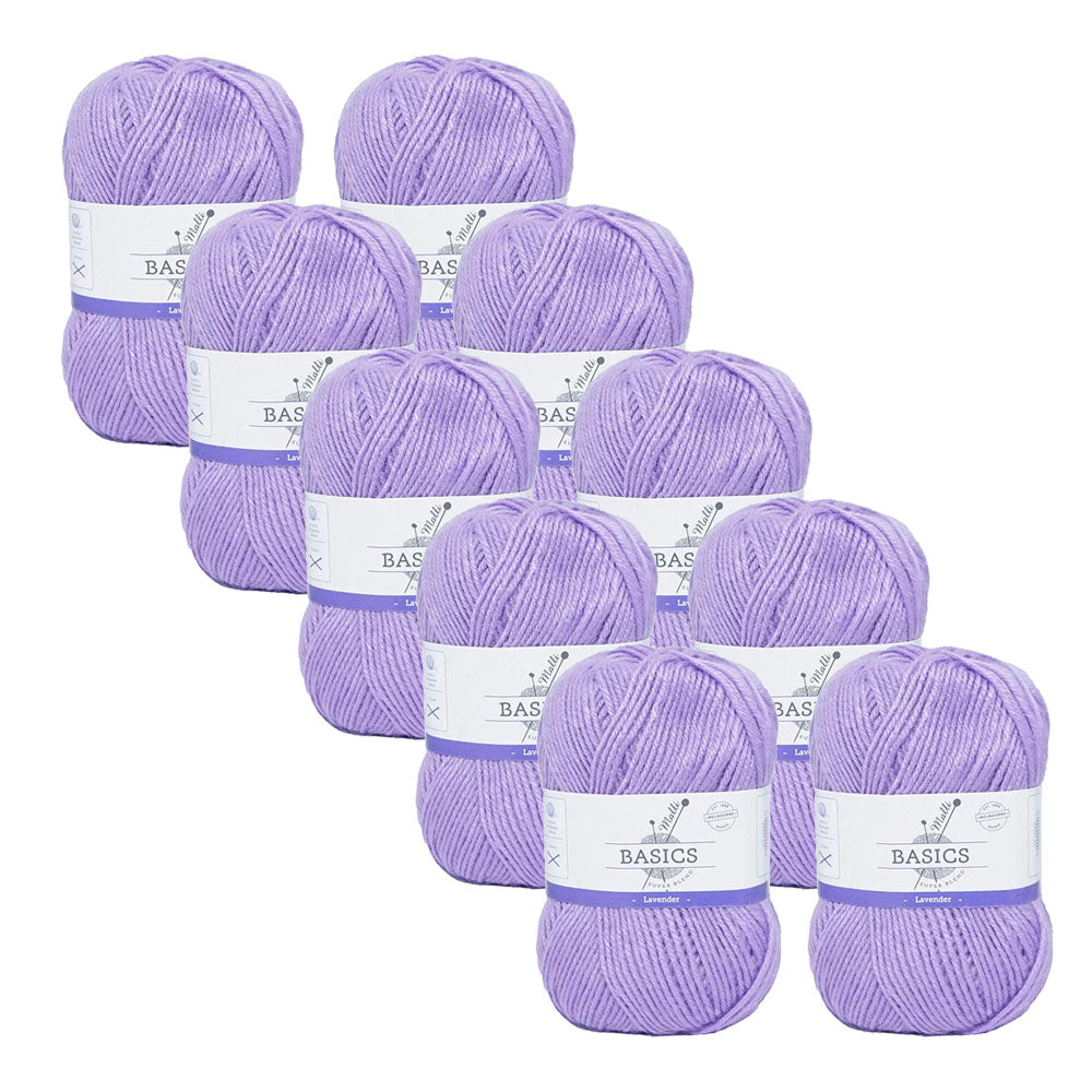 Malli Lavender Blend Basic 100g Knitting/Crochet Yarn Acrylic/Poly (10 Pack)