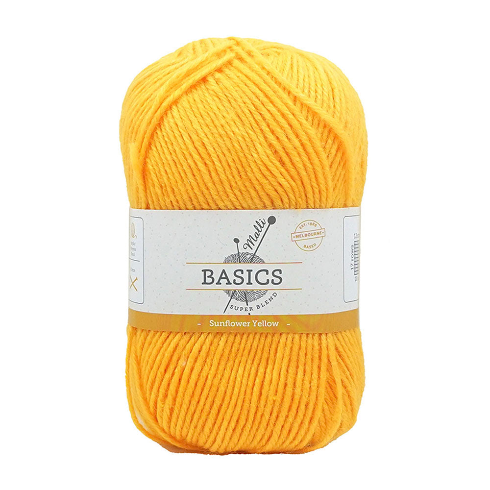 Malli Sunflower Yellow Super Blend Basic 100g Knitting Yarn Acrylic/Poly