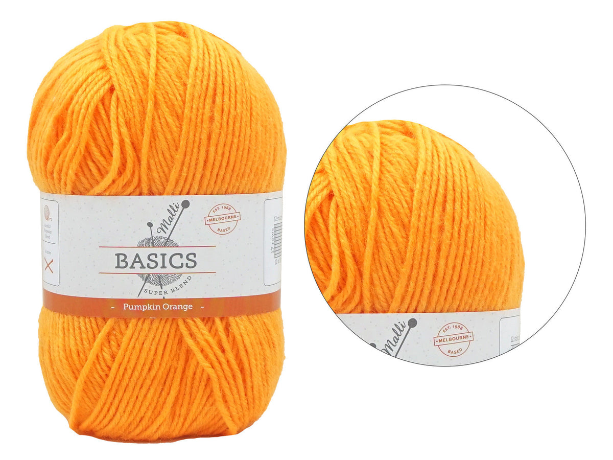 Malli Pumpkin Orange Super Blend Basic 100g Knitting Yarn Acrylic/Poly — image 2