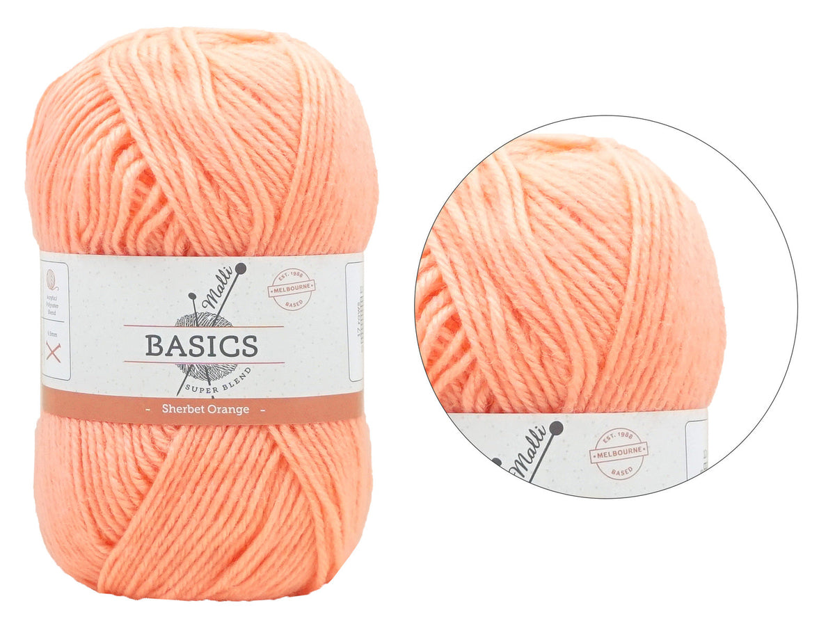 Malli Sherbet Orange Super Blend Basic 100g Knitting Yarn Acrylic/Poly — image 2