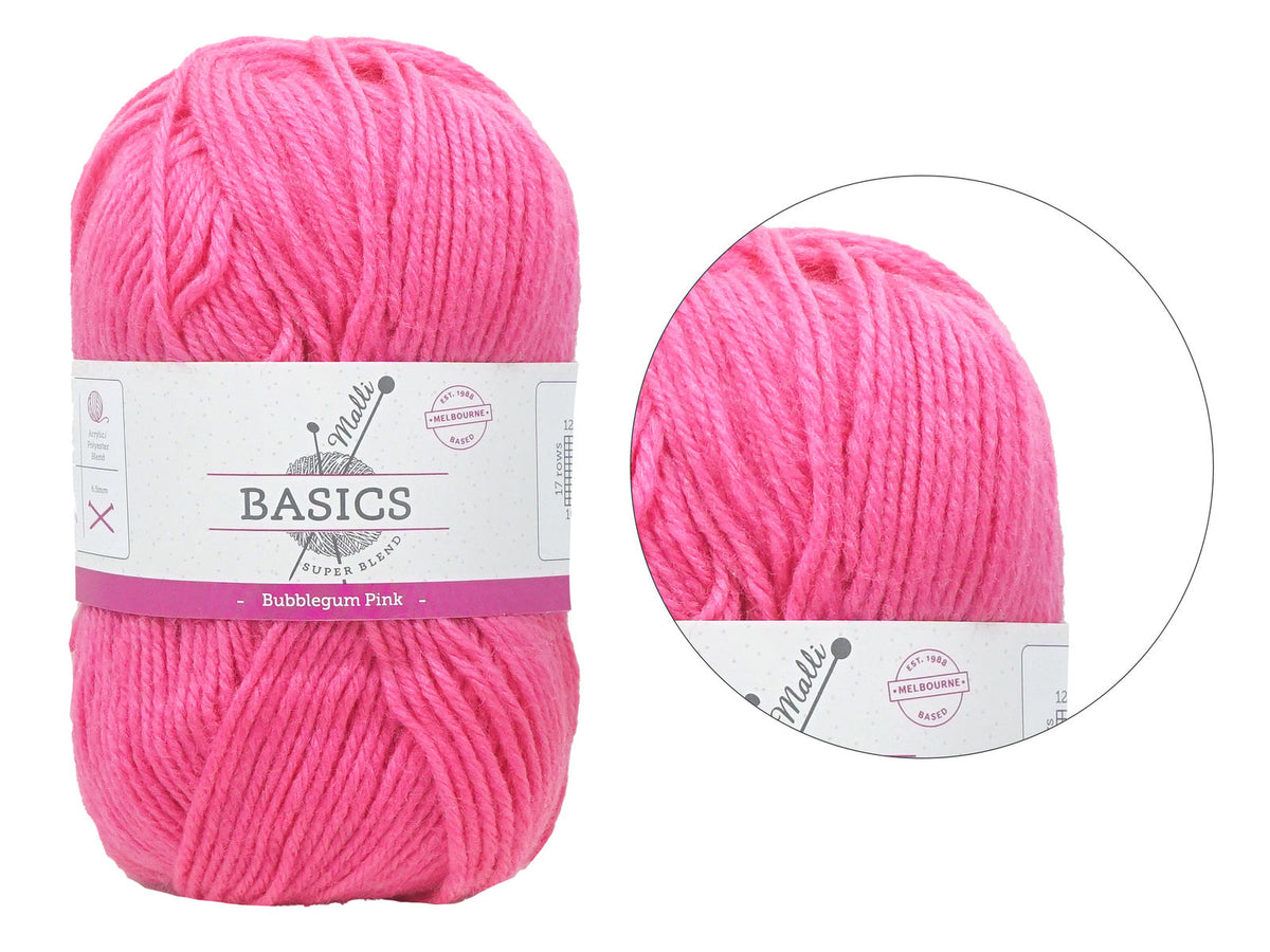 Malli Bubblegum Pink Super Blend Basic 100g Knitting Yarn Acrylic/Poly — image 2