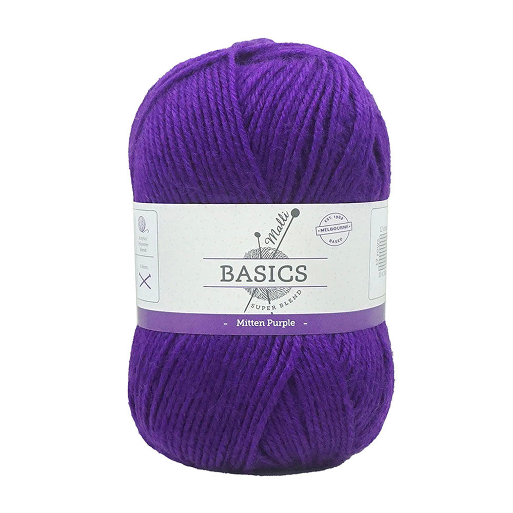Malli 100g Super Blend Basic Poly/Acrylic Mitten Purple Multi Colour Yarn