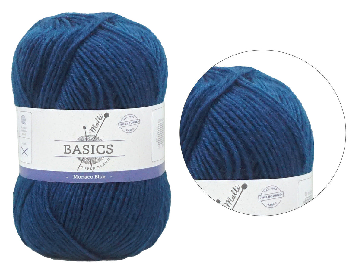 Malli Monaco Blue Super Blend Basic 100g Knitting/Crochet Yarn Acrylic/Poly — image 2