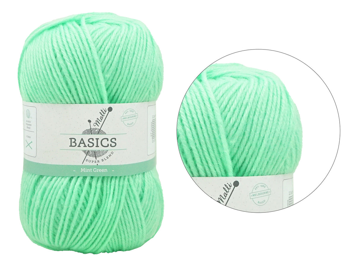 Malli Mint Green Super Blend Basic 100g Knitting/Crochet Yarn Acrylic/Poly — image 2