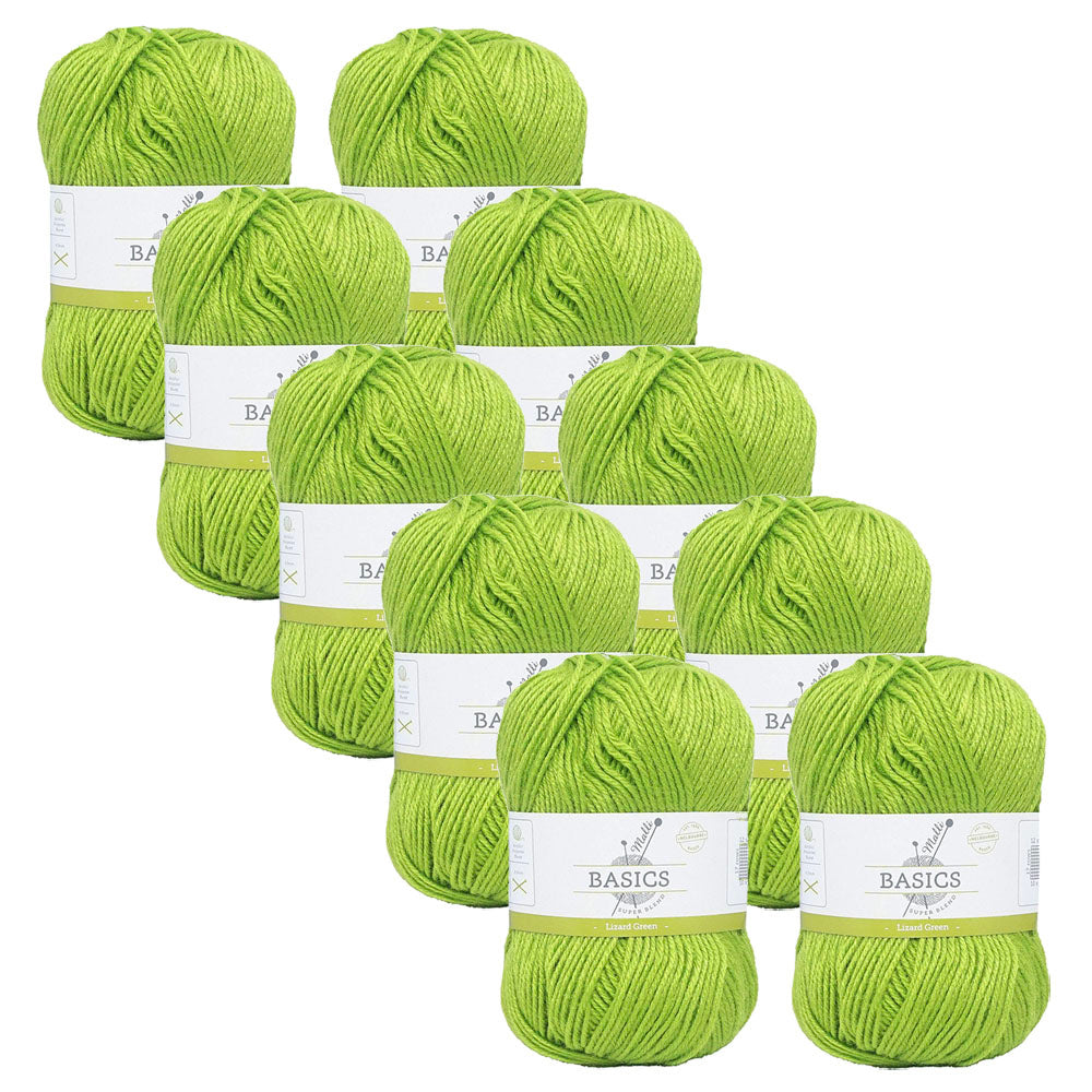 Malli Lizard Grn Blend Basic 100g Knitting/Crochet Yarn Acrylic/Poly (10 Pack)