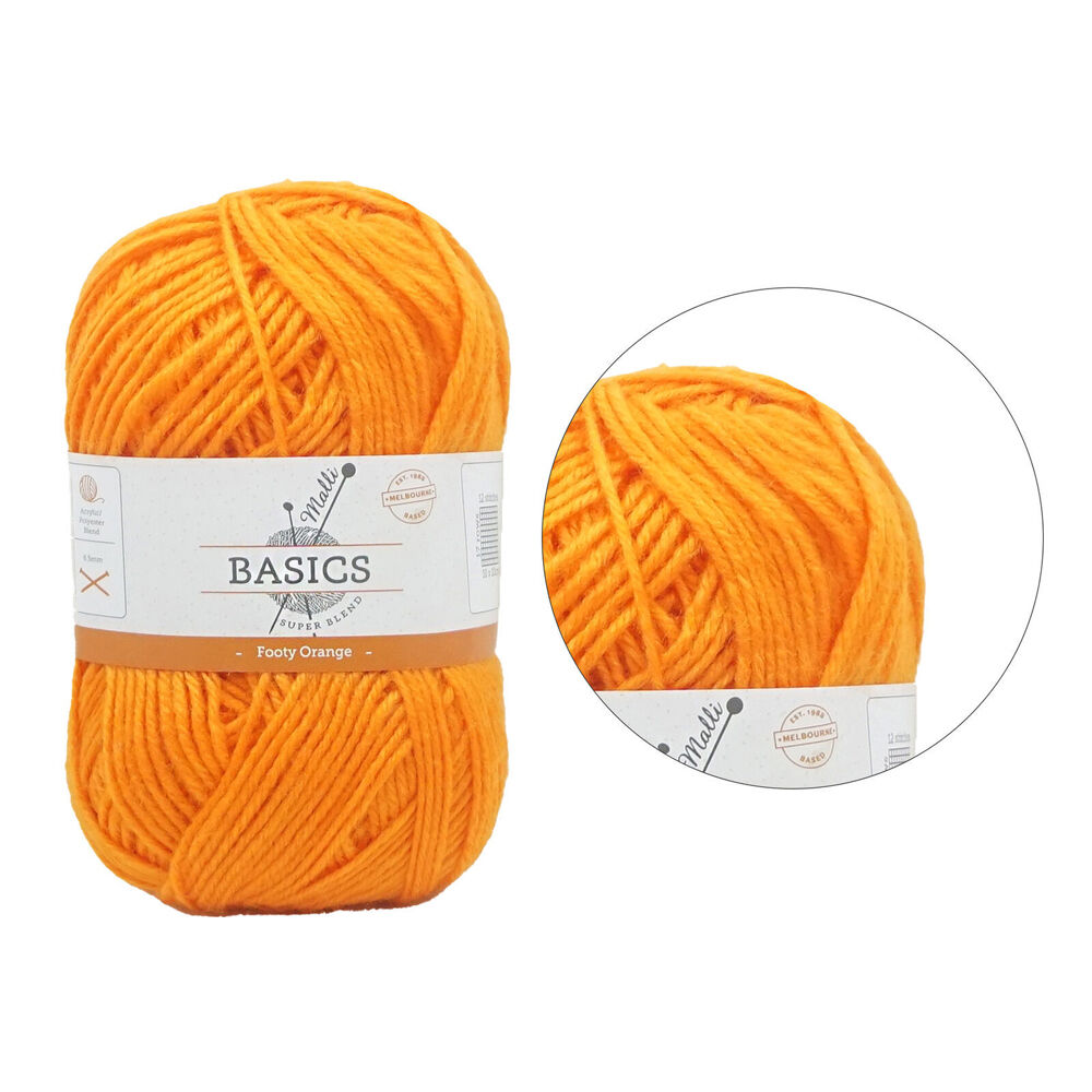 Malli 100g Footy Orange Super Blend Basic Knitting Crochet Yarn 8ply — image 2
