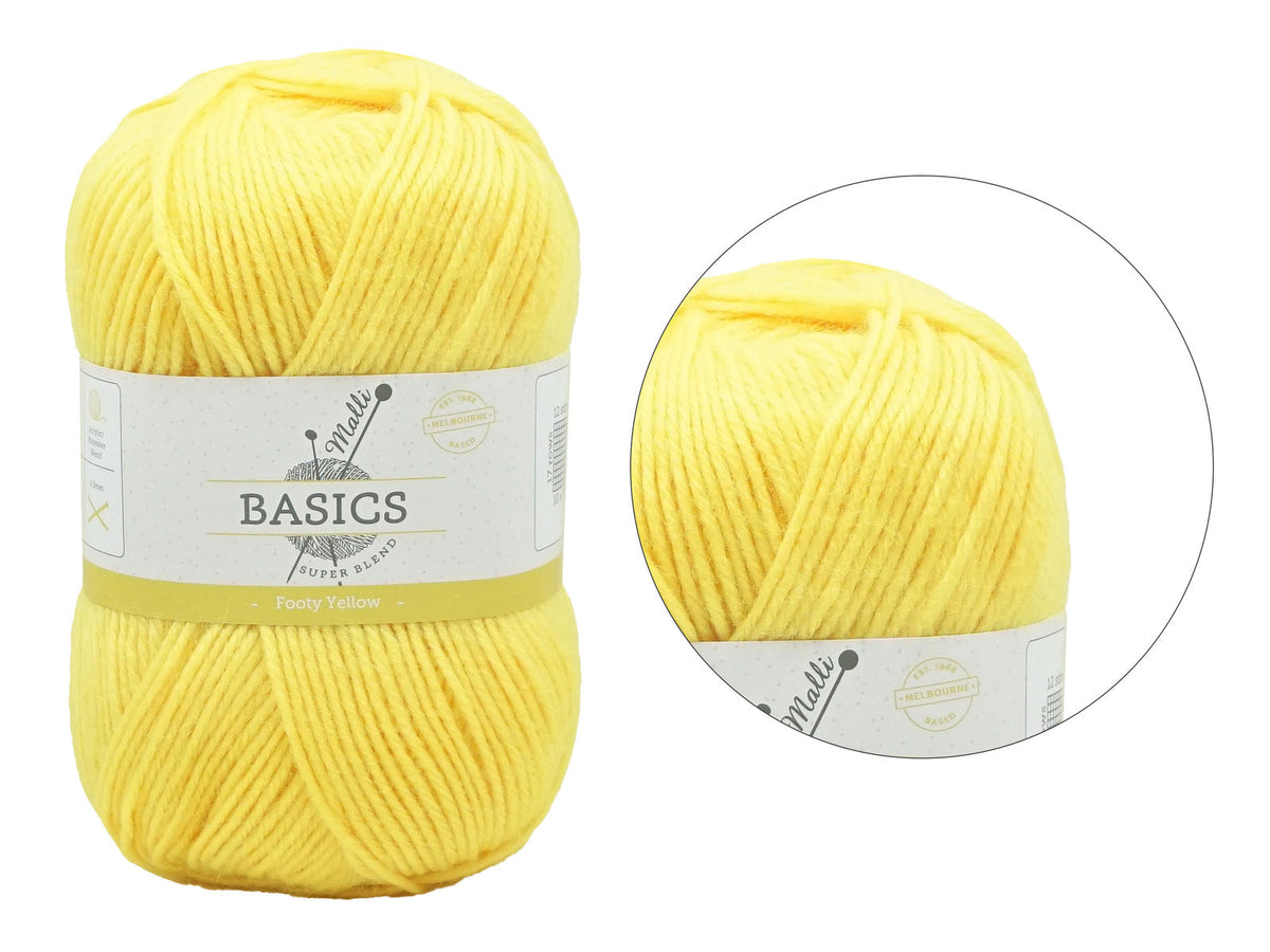 Malli Footy Yellow Super Blend Basic 100g Knitting Craft Yarn Acrylic/Poly — image 2