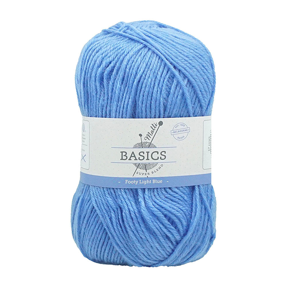 Malli Footy Light Blue Super Blend Basic 100g Knitting Yarn Acrylic/Poly
