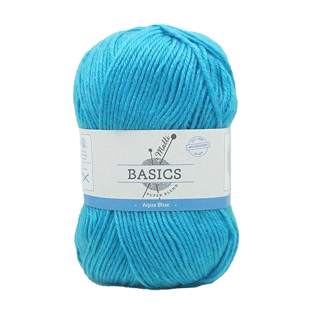 Malli Aqua Blue Blend Basic 100g Knitting/Crochet Yarn Acrylic/Poly (10 Pack)