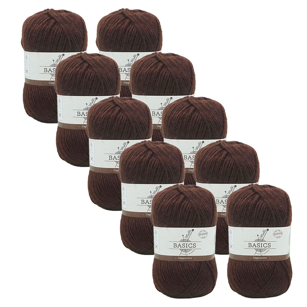 Malli Cappuccino Blend Basic 100g Knitting/Crochet Yarn Acrylic/Poly (10 Pack)