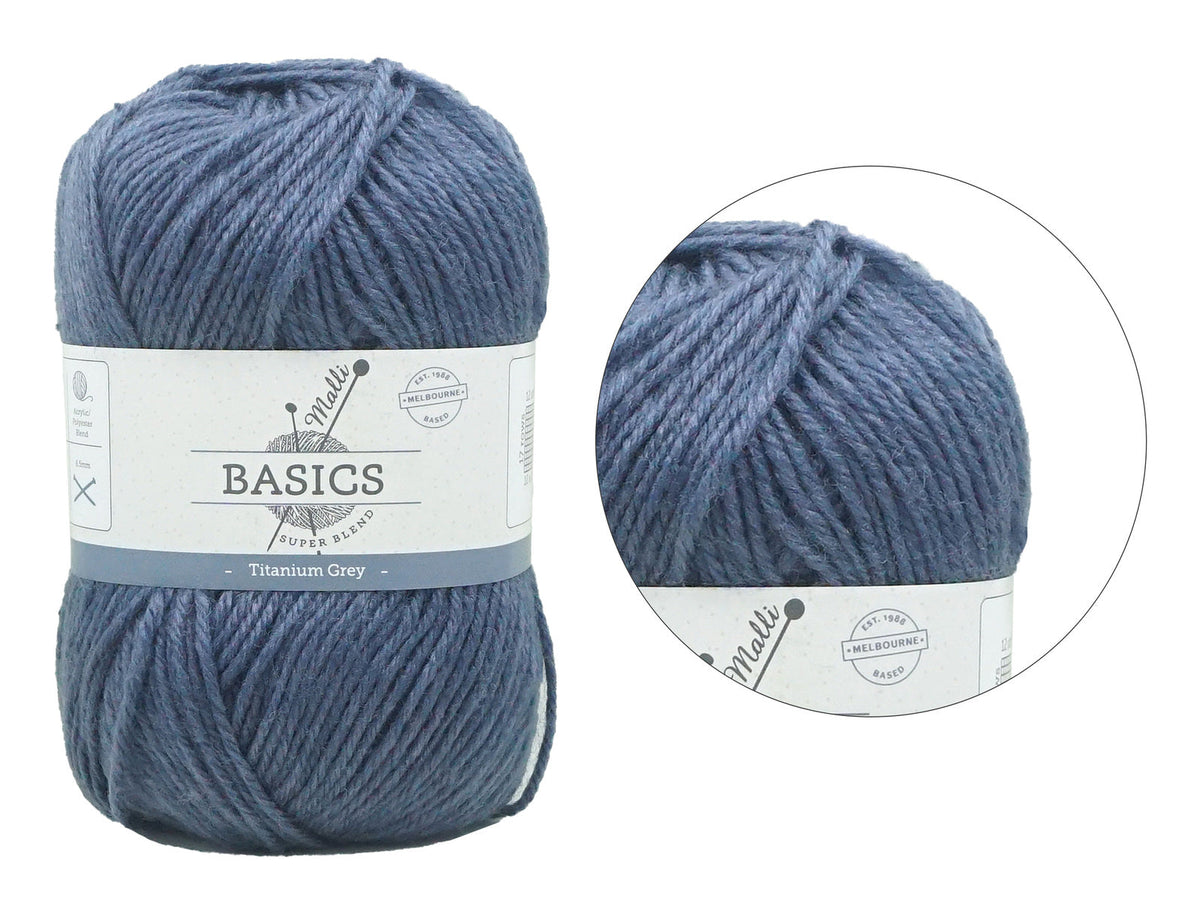 Malli Titanium Grey Super Blend Basic 100g Knitting Craft Yarn Acrylic/Poly — image 2