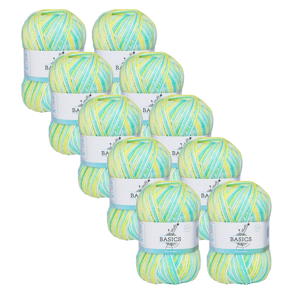 Malli 100g Blend Basic Poly/Acrylic Lemoncello Multi Colour Yarn (10 Pack)