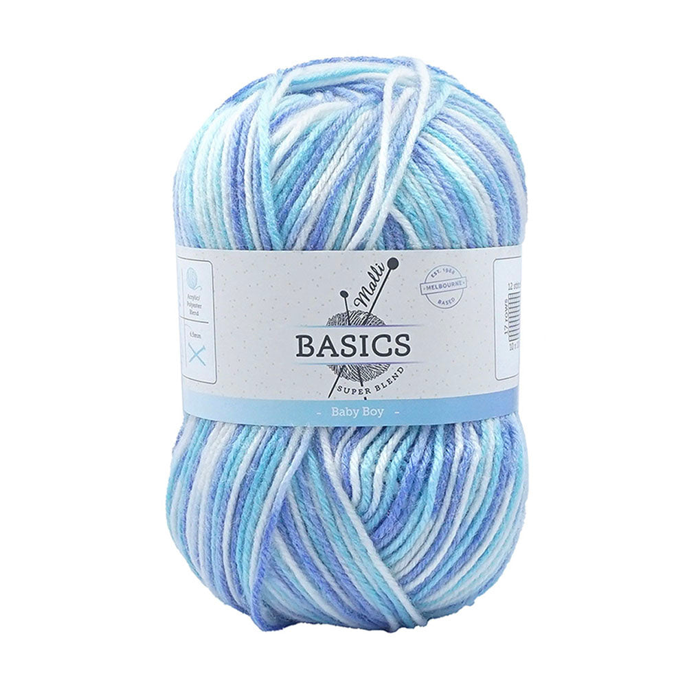 Malli 100g Super Blend Basic Poly/Acrylic Baby Boy Multi Colour Knit Yarn
