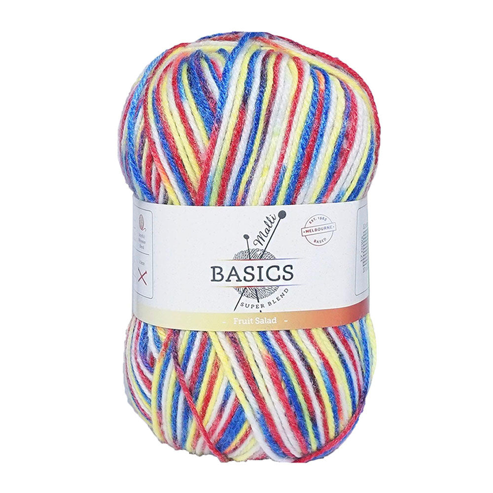 Malli 100g Super Blend Basic Poly/Acrylic Fruit Salad Multi Colour Yarn