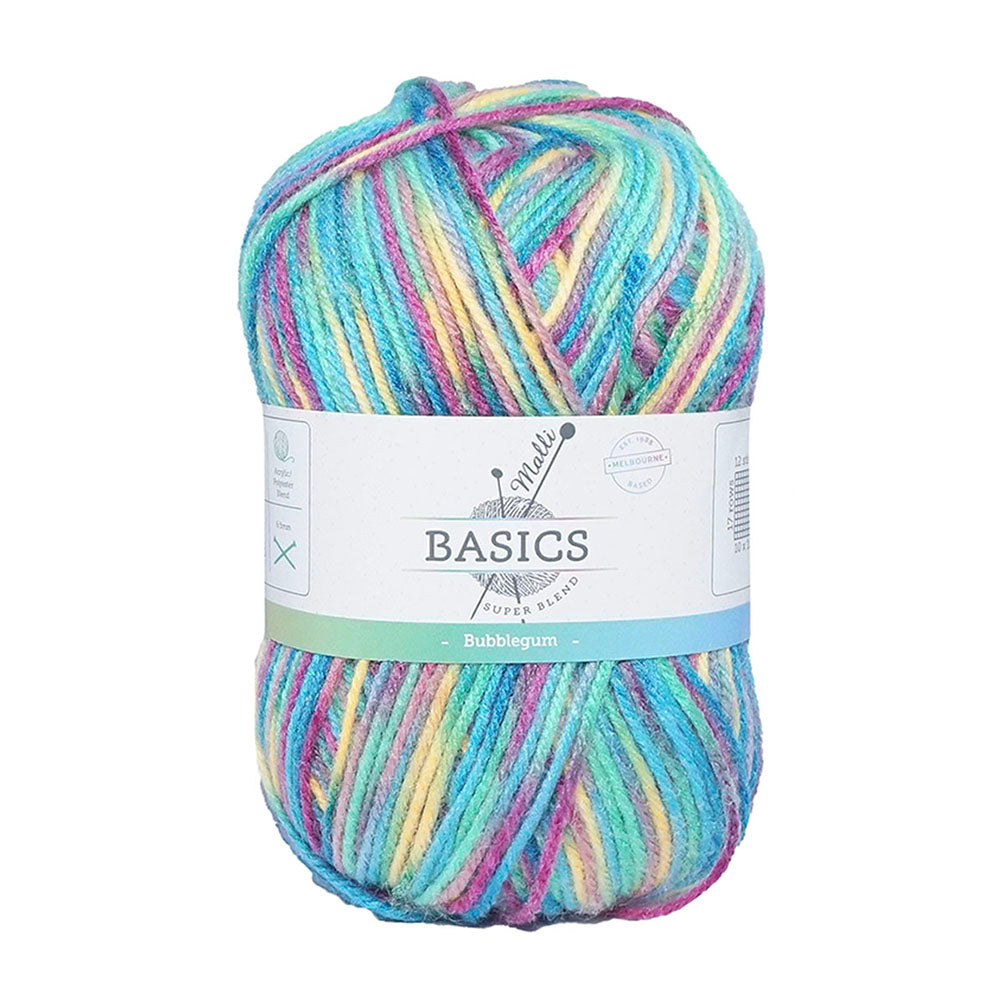 Malli 100g Super Blend Basic Poly/Acrylic Bubblegum Multi Colour Knit Yarn