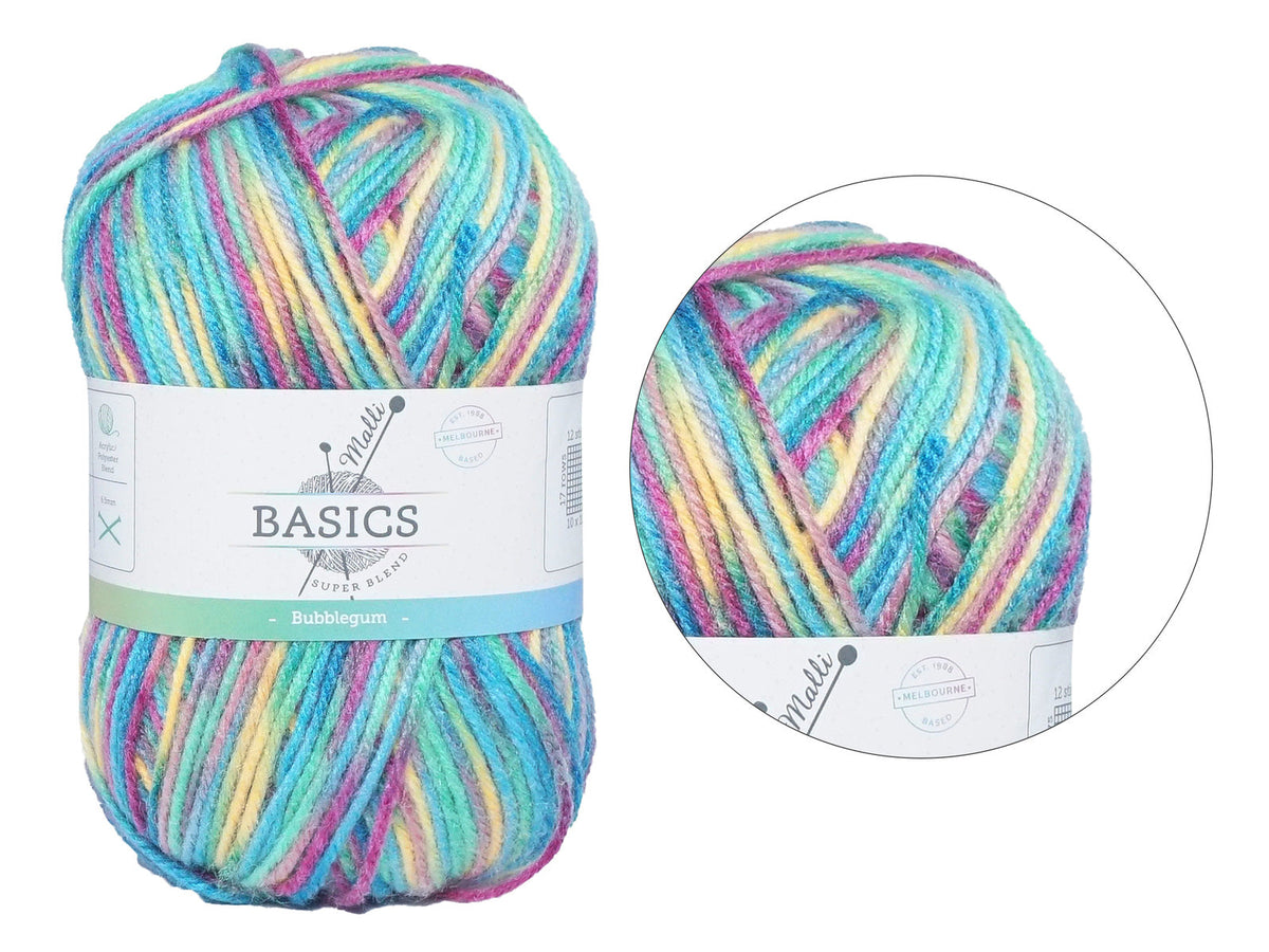 Malli 100g Super Blend Basic Poly/Acrylic Bubblegum Multi Colour Knit Yarn — image 2