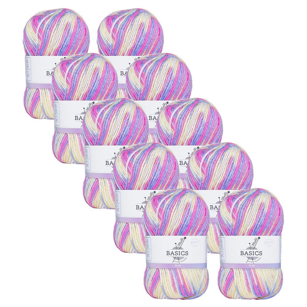 Malli 100g Blend Basic Poly/Acrylic Plush Multi Colour Knitting Yarn (10 Pack)
