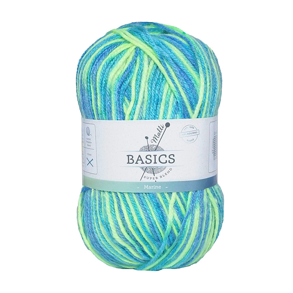 Malli 100g Super Blend Basic Poly/Acrylic Marine Multi Colour Knitting Yarn