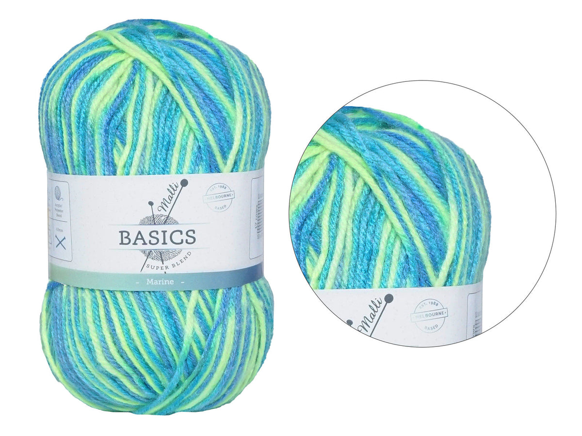 Malli 100g Super Blend Basic Poly/Acrylic Marine Multi Colour Knitting Yarn — image 2
