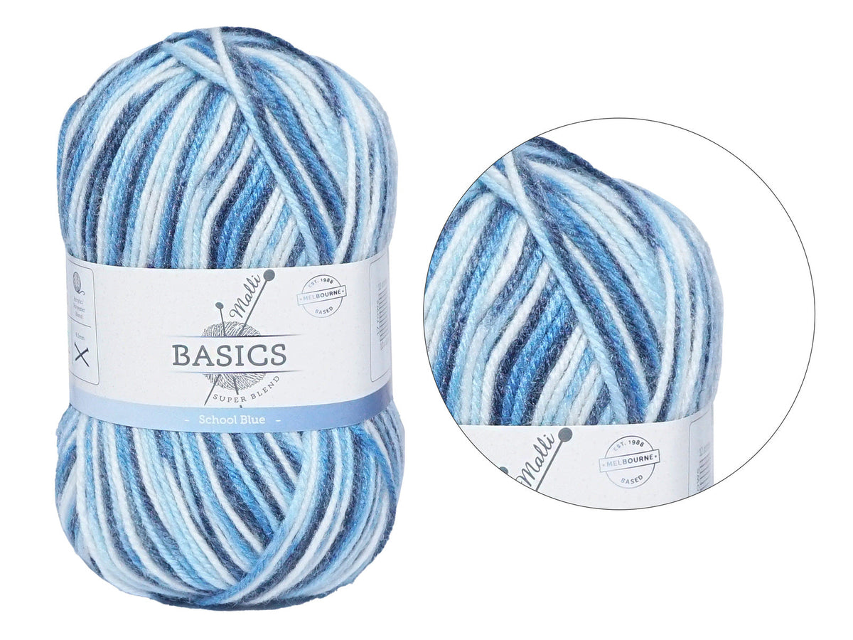 Malli 100g Super Blend Basic Poly/Acrylic School Blue Multi Colour Yarn — image 2