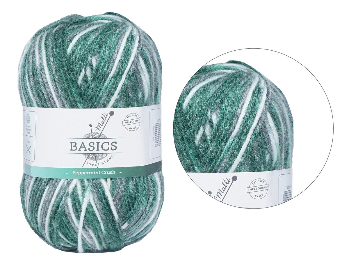 Malli 100g Super Blend Basic Poly/Acrylic Peppermint Crush Multi Colour Yarn — image 2