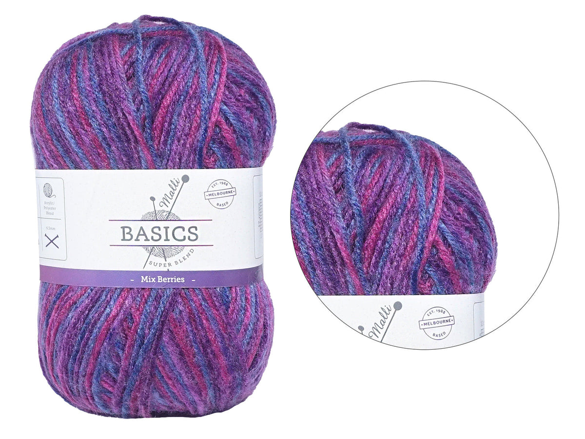 Malli 100g Super Blend Basic Poly/Acrylic Mix Berries Multi Colour Yarn — image 2