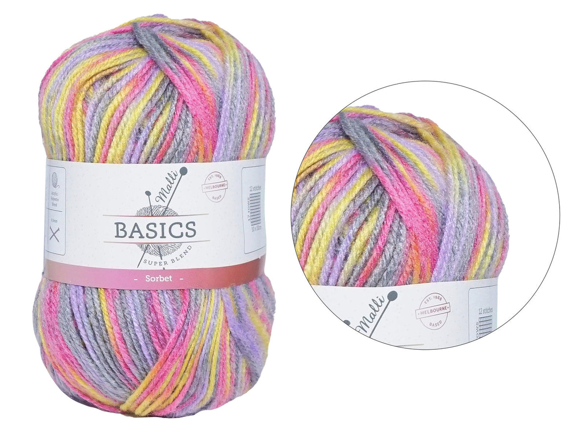 Malli 100g Super Blend Basic Poly/Acrylic Sorbet Multi Colour Knitting Yarn — image 2