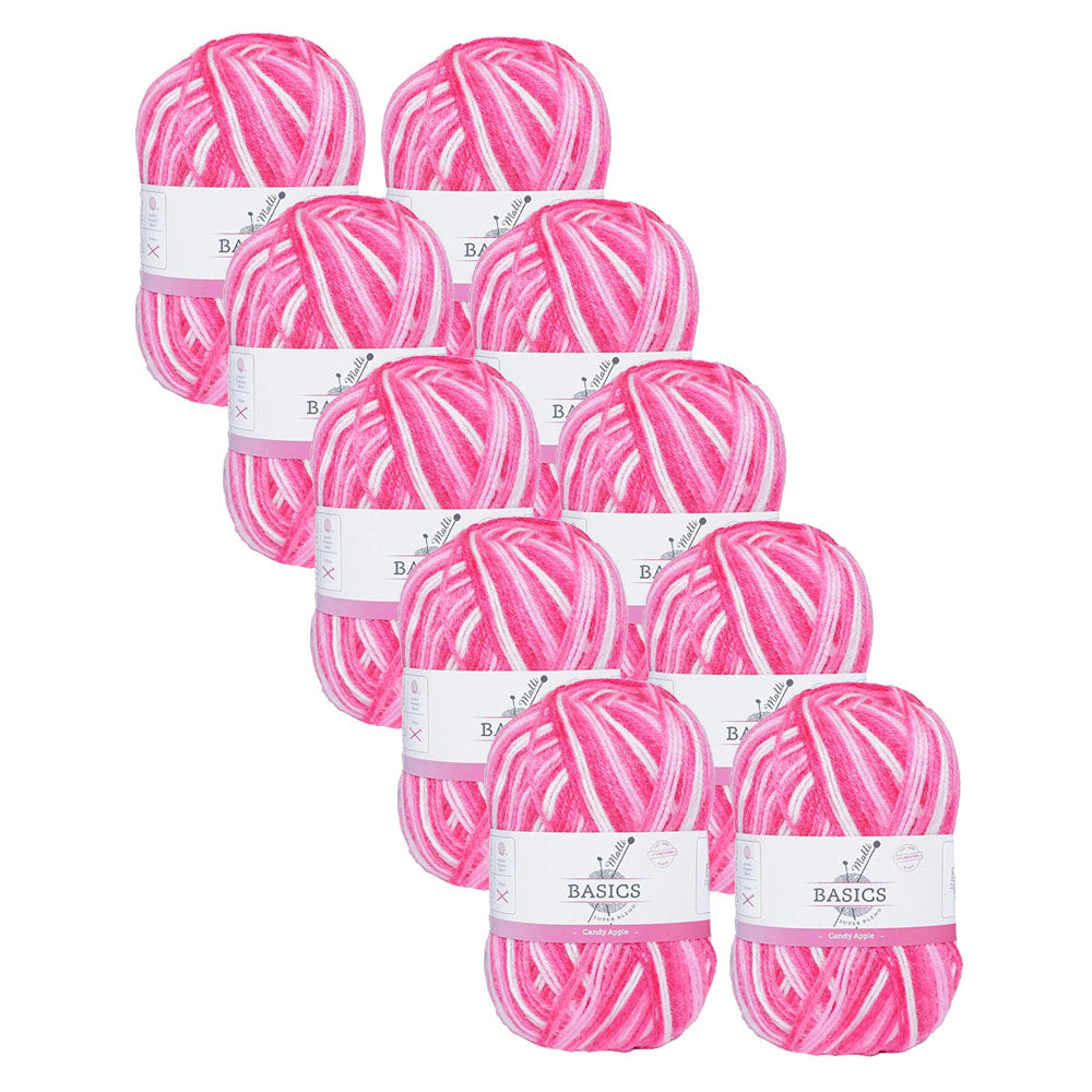 Malli 100g Blend Basic Poly/Acrylic Candy Apple Multi Colour Yarn (10 Pack)