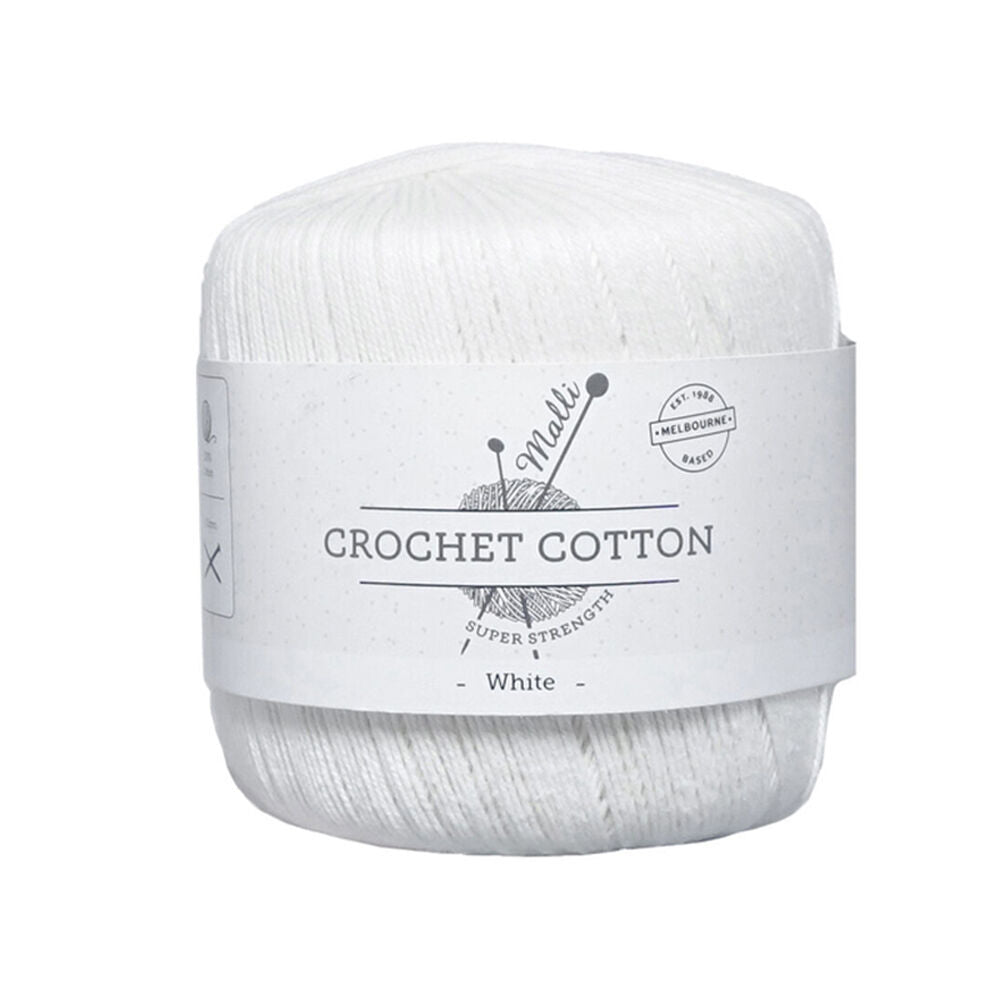 Malli Super Strength 100% Cotton Crochet Knitting Yarn 3ply 50g White (10 Pack) — image 2