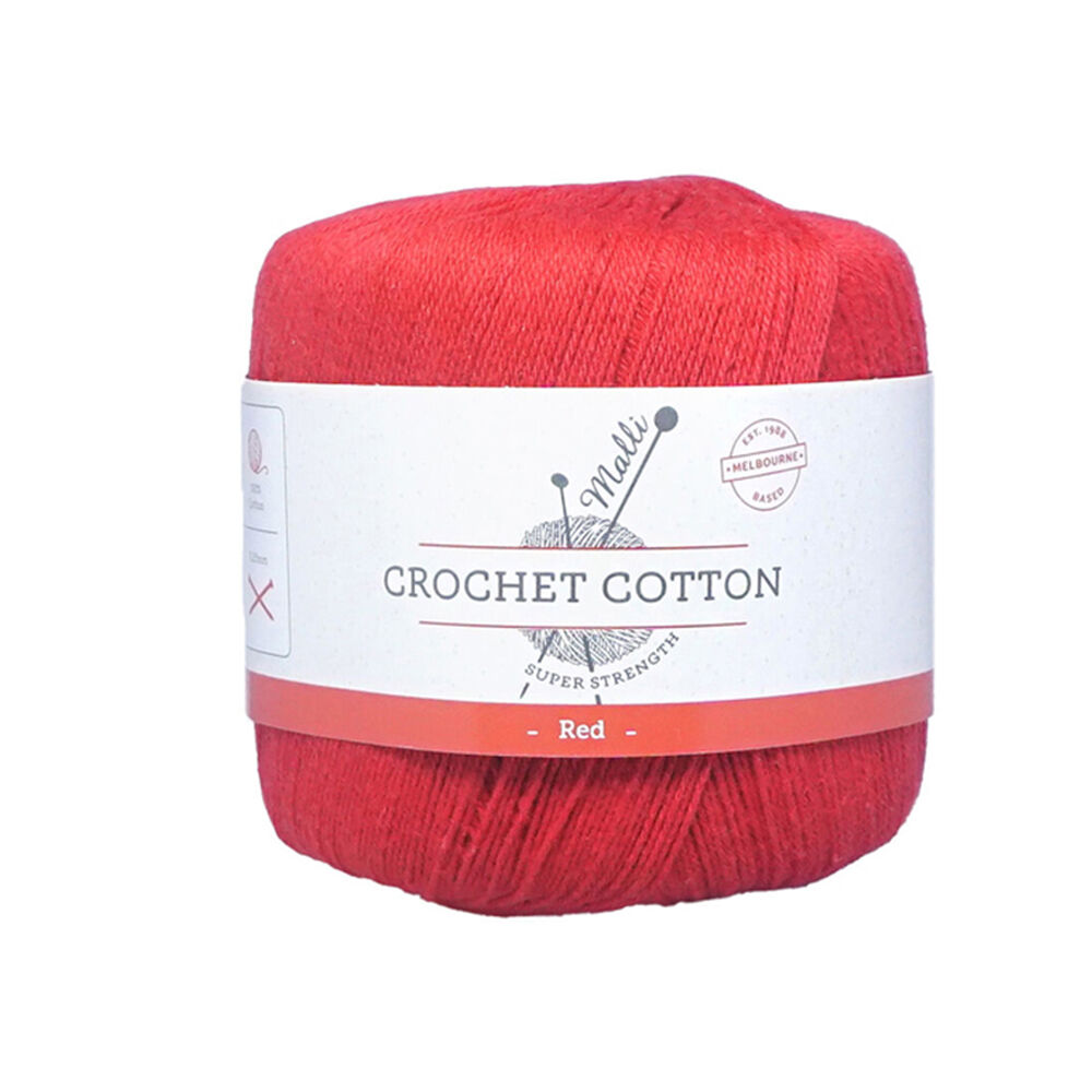 Malli 50g Red Super Strength 100% Cotton Crochet Knitting Yarn 3ply