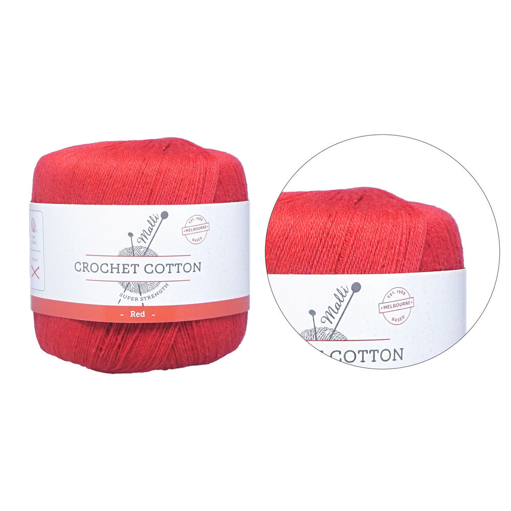 Malli 50g Red Super Strength 100% Cotton Crochet Knitting Yarn 3ply — image 2