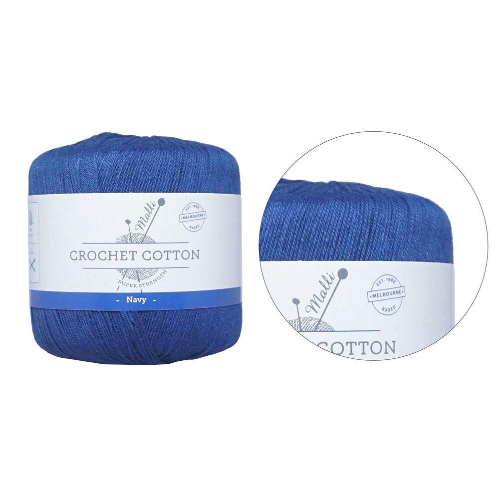 Malli 50g Navy Super Strength 100% Cotton Crochet Knitting Yarn 3ply — image 2