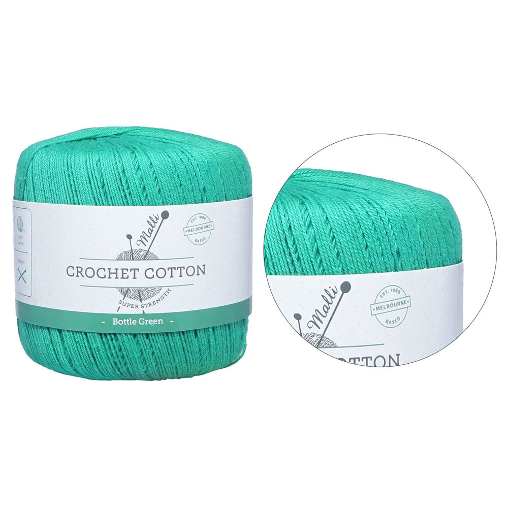 Malli 50g Bottle Green Super Strength 100% Cotton Crochet Knitting Yarn 3ply — image 2