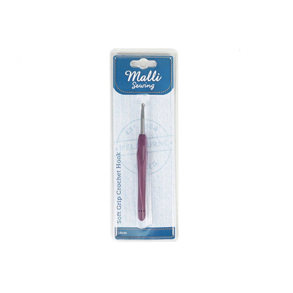 Malli Metal/Plastic Soft Grip Crochet Hook Yarn Knitting Tools 140mm (12 Pack)