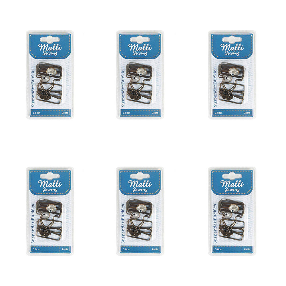 Malli 2pc Malli Sewing Metal Suspender Replacement Buckles/Clip 3.8cm Assorted (6 Pack)
