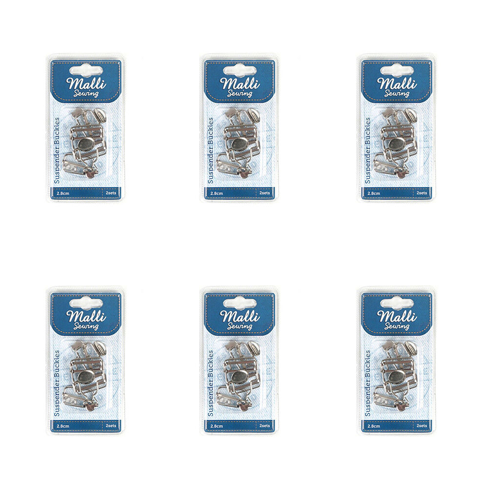 Malli 2pc Malli Sewing Metal Suspender Replacement Buckles/Clip 2.8cm Assorted (6 Pack)