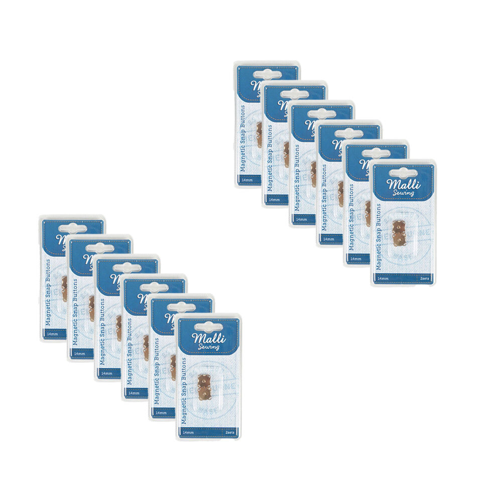 Malli Sewing Sew On Magnetic Metal Snap Buttons Fasteners 14mm Assorted (12 Pack)