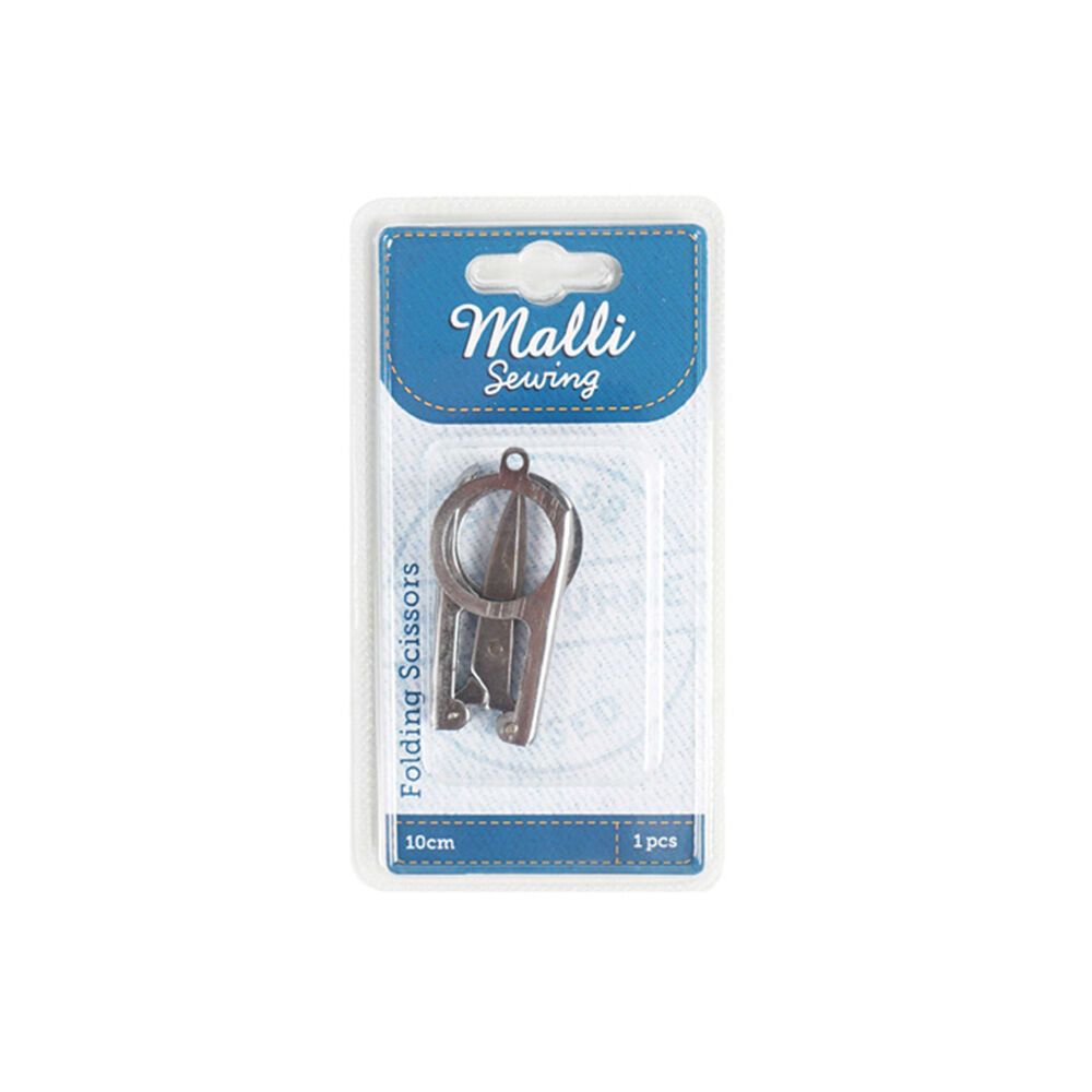 Malli Sewing Metal Folding Compact Sewing Scissors 10cm Silver Assorted — image 2