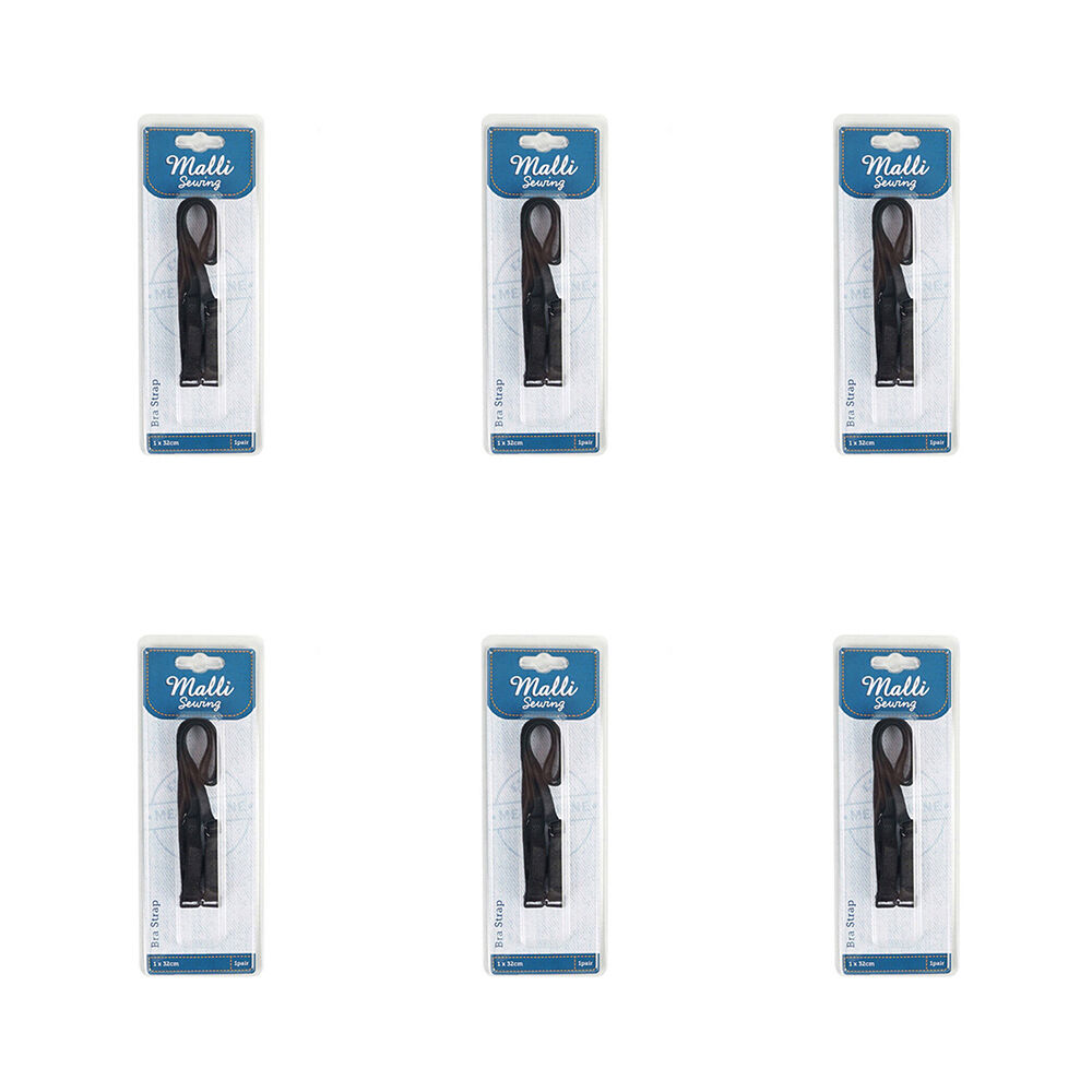 Malli Sewing 1-Pair Nylon Adjustable Replacement Bra Strap 121x32cm Assorted (6 Pack)