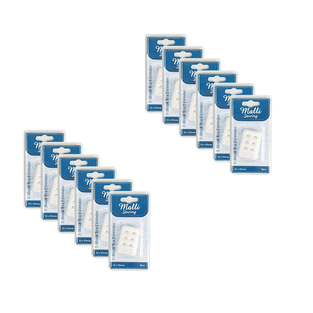 Malli 3pc Malli 1232x55mm Assorted 2-Hook Adjustable Bra Extender (12 Pack)