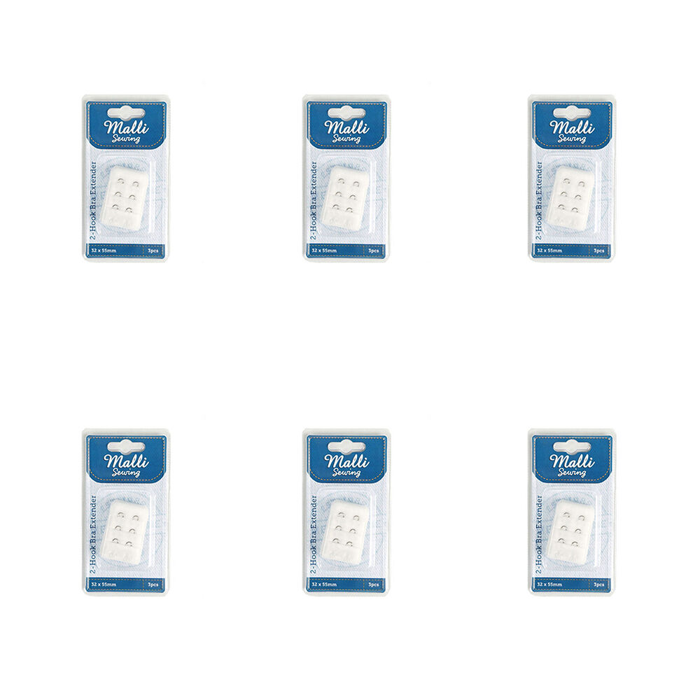 Malli 3pc Malli 1232x55mm Assorted 2-Hook Adjustable Bra Extender (6 Pack)