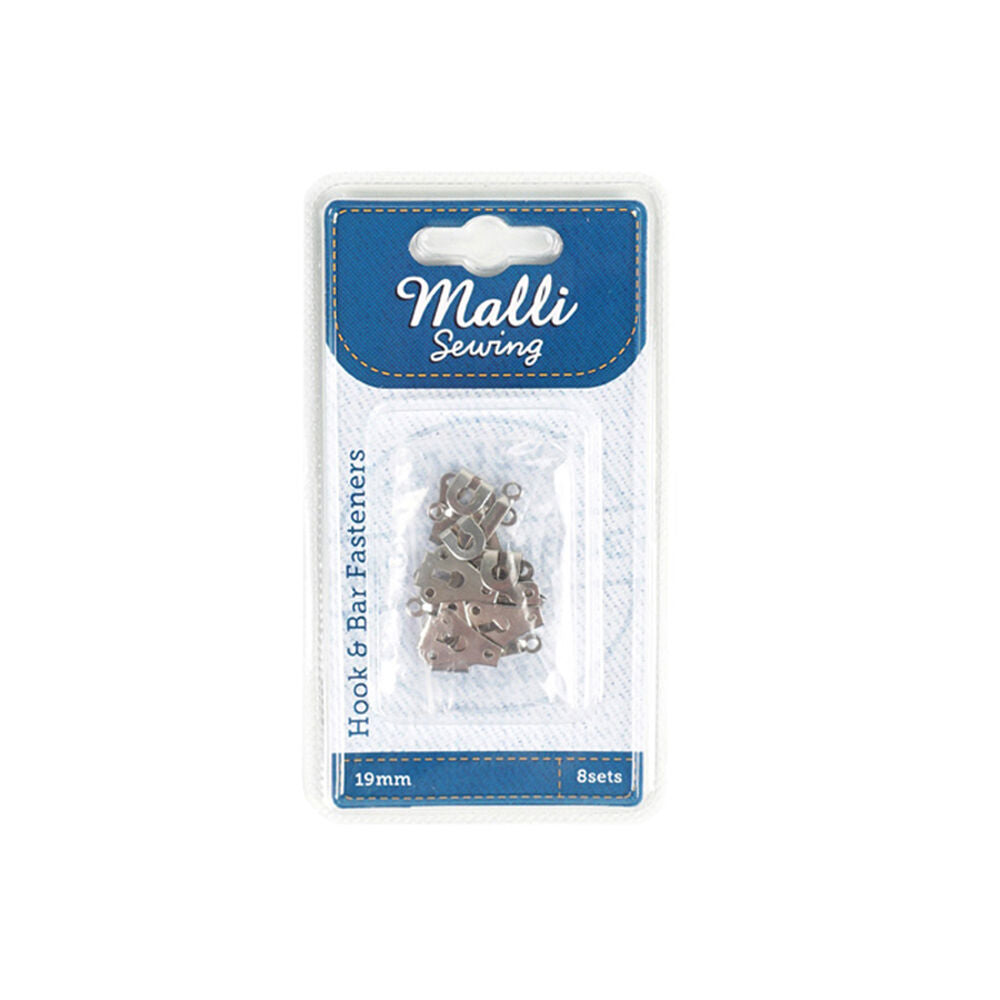 Malli Sewing 8-Sets Metal Hook & Bar Garment/Clothing Fasteners 19mm Silver — image 2