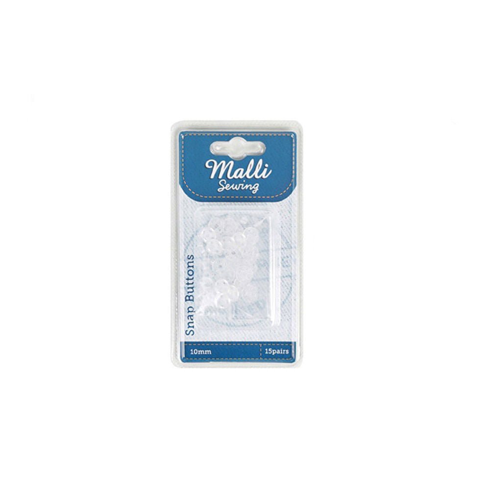 Malli Sewing 15-Pairs Plastic Garment/Clothing Snap Buttons 10mm White Assorted