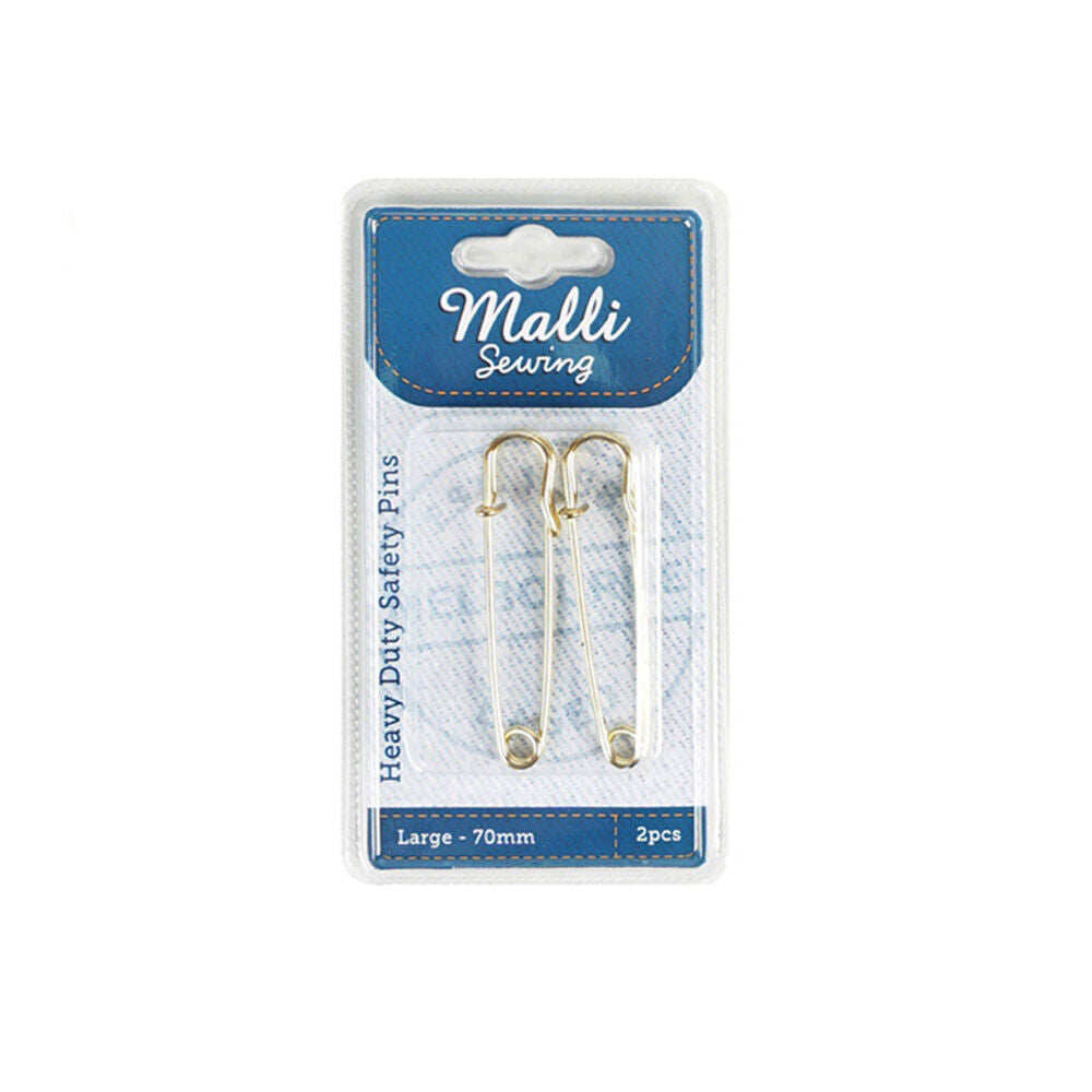 Malli Sewing Heavy Duty Metal Safety Pins Large 70mm - Assorted (2 Pieces)