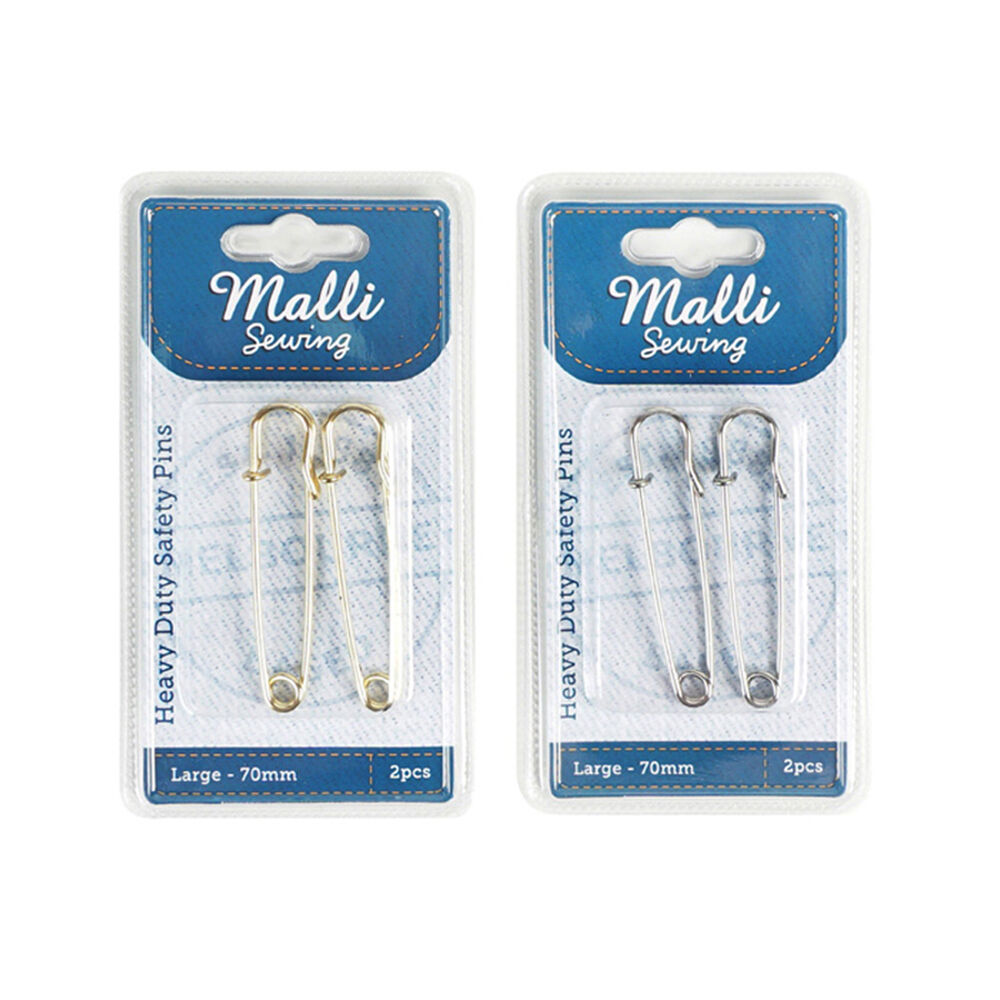 Malli Sewing Heavy Duty Metal Safety Pins Large 70mm - Assorted (2 Pieces) — image 2