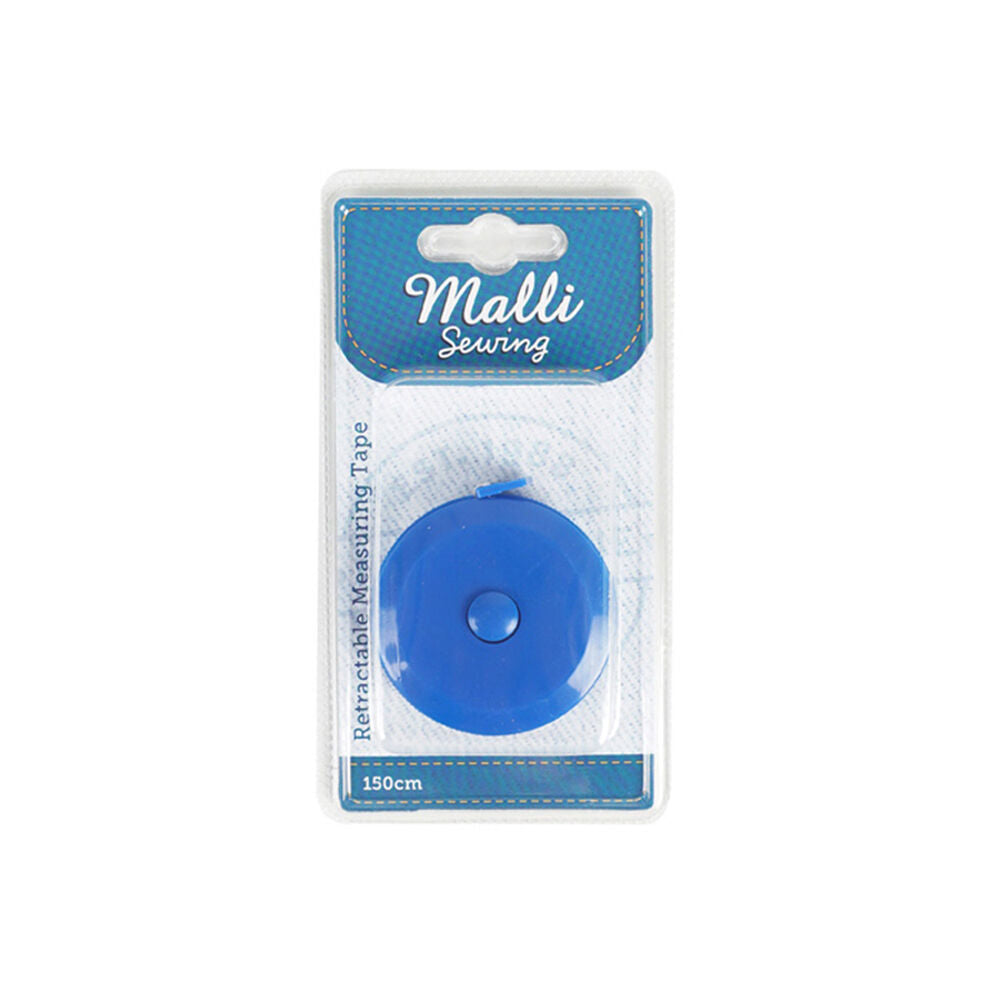 Malli Sewing Compact Retractable Inches & cm Tailors Measuring Tape 150cm Blue — image 2